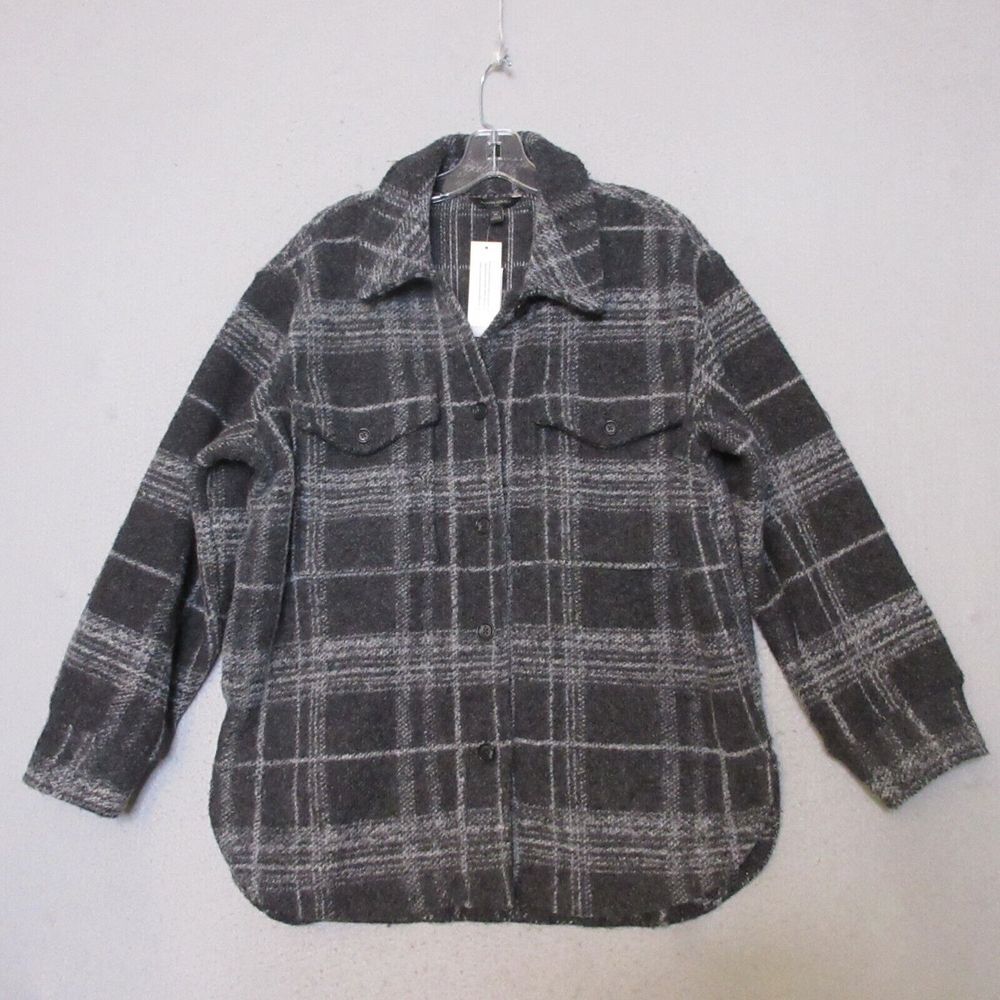 Banana Republic Shirt Jacket Shacket Women Medium Petite Plaid Wool Blend NWT